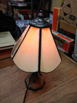 Vtg Mini Brass Lamp Slag Glass Sailing Ship Lamp Shade 11" Tall 84" Cord Works!