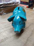Vtg Blue Piggy Bank Grand Bend Canada Souvenir Nice Shape!