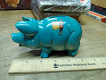 Vtg Blue Piggy Bank Grand Bend Canada Souvenir Nice Shape!