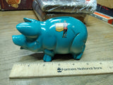 Vtg Blue Piggy Bank Grand Bend Canada Souvenir Nice Shape!