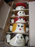 Vtg 1978 Enesco Family Soupers 6 Pc Set Character Soup Mugs 14 to 18 Ounce Japan