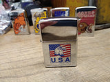 Vtg 2001 Zippo Cigarette Lighter USA Flag and Eagle Polished Chrome Nice!