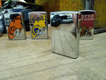 Vtg 2001 Zippo Cigarette Lighter USA Flag and Eagle Polished Chrome Nice!