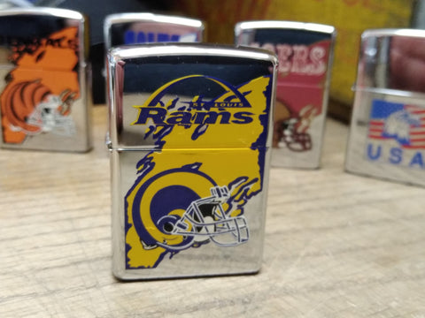Vtg 1997 Unfired Zippo Cigarette Lighter St Louis Rams Broken Seal Nice!