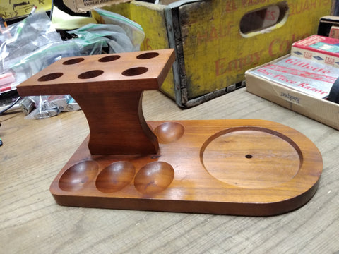 Vtg Fairfax Walnut 6 Smoking Tobacco Pipe Stand Rack Holder Nice Shape!