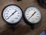 Vtg 2 Pc Lot Marshalltown Monel Movement 0-100 PSI Pressure Gauge 4.75" Steampun