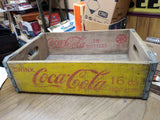 Vtg Coca Cola 16 OZ Bottles Half Quarts Yellow Red Wood Soda Crate El Paso 1971