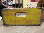 Vtg Coca Cola 16 OZ Bottles Half Quarts Yellow Red Wood Soda Crate El Paso 1971
