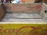 Vtg Coca Cola 16 OZ Bottles Half Quarts Yellow Red Wood Soda Crate El Paso 1971