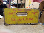 Vtg Coca Cola 16 OZ Bottles Half Quarts Yellow Red Wood Soda Crate El Paso 1971
