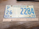 Vtg 1974 Mississippi P 26 2284 License Plate Man Cave Rat Rod