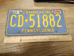 Vtg 1976 Pennsylvania CD 51882 Commercial License Plate Man Cave Rat Rod