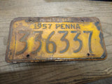 Vtg 1957 Pennsylvania 336337 License Plate Man Cave Rat Rod