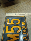 Vtg Pair of 1931 Pennsylvania 54M55 54M56 License Plates Man Cave Rat Rod