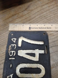 Vtg 1934 Virginia 194 047 License Plate Man Cave Rat Rod