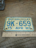 Vtg 1975 Mo Missouri 9K 659 Motorcycle License Plate Man Cave Rat Bike