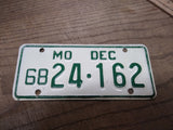 Vtg 1968 Mo Missouri 24 162 Motorcycle License Plate Man Cave Rat Bike Minty!