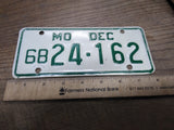 Vtg 1968 Mo Missouri 24 162 Motorcycle License Plate Man Cave Rat Bike Minty!
