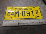 Vtg 1964 Mo Missouri M 091 Motorcycle License Plate Man Cave Rat Bike