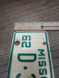 Vtg 1962 Missouri D 36A Motorcycle License Plate Man Cave Rat Bike