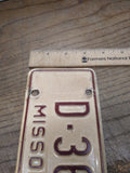 Vtg 1961 Missouri D 36 Motorcycle License Plate Man Cave Rat Bike