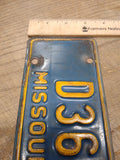 Vtg 1959 Missouri Motorcycle License Plate Harley Duo Glide Panhead Triumph BSA