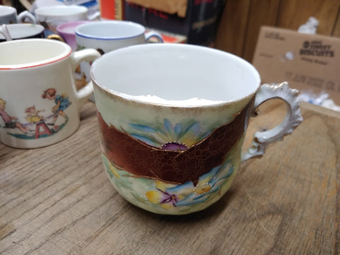 Vtg Fancy Embossed 3-D Lusterware Mustache Coffee Tea Cup Germany Nice Shape!