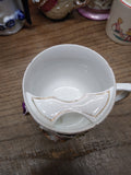 Vtg Fancy Embossed 3-D Lusterware Gold Mustache Coffee Tea Cup Germany Nice!