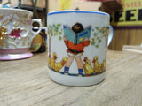 Vtg Baby Ducks Little Boy Reading Book Porcelain Childs Juice Tea Cup Germany!