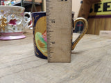 Vtg Woman Cherub Fancy Lusterware Cobalt Blue Gold Coffee Tea Cup Germany Nice!