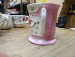 Vtg Erphila Fancy Floral Lusterware Gold Pink White Coffee Tea Cup Germany Nice
