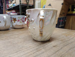 Vtg Fancy Dogwood Flower Lusterware Gold Pink White Coffee Tea Cup Germany Nice!