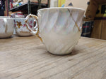 Vtg Fancy Dogwood Flower Lusterware Gold Pink White Coffee Tea Cup Germany Nice!