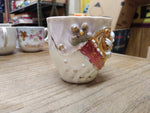 Vtg Fancy Dogwood Flower Lusterware Gold Pink White Coffee Tea Cup Germany Nice!