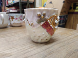 Vtg Fancy Dogwood Flower Lusterware Gold Pink White Coffee Tea Cup Germany Nice!
