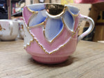 Vtg Fancy Embossed A Present 3-D Lusterware Pink Coffee Tea Cup Germany Nice!