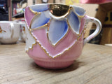 Vtg Fancy Embossed A Present 3-D Lusterware Pink Coffee Tea Cup Germany Nice!
