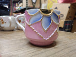 Vtg Fancy Embossed A Present 3-D Lusterware Pink Coffee Tea Cup Germany Nice!