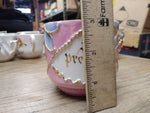 Vtg Fancy Embossed A Present 3-D Lusterware Pink Coffee Tea Cup Germany Nice!