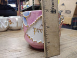 Vtg Fancy Embossed A Present 3-D Lusterware Pink Coffee Tea Cup Germany Nice!