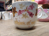 Vtg Think Of Me Fancy Lusterware Brown Gold Pink Coffee Tea Cup Germany Nice!