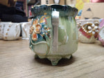 Vtg From A Friend Fancy Lusterware Green Gold White Coffee Tea Cup Germany Nice!