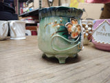 Vtg From A Friend Fancy Lusterware Green Gold White Coffee Tea Cup Germany Nice!