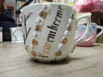 Vtg Fancy Remember Me Lusterware Gold White Coffee Tea Cup Germany Nice!