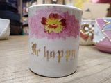 Vtg Be Happy Fancy Lusterware Gold Pink Yellow Coffee Tea Cup Germany Nice!