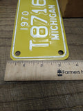 Vtg 1970 Michigan T 8716 Motorcycle License Plate Man Cave Rat Bike
