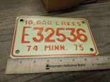 Vtg 1974 75 Minnesota E32536 Motorcycle License Plate Man Cave Rat Bike