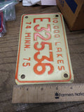 Vtg 1974 75 Minnesota E32536 Motorcycle License Plate Man Cave Rat Bike