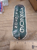 Vtg 1960's Taunton Massachusetts Bicycle License Plate 12206 Rat Bike Man Cave