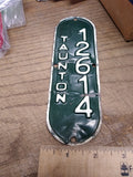 Vtg 1960's Taunton Massachusetts Bicycle License Plate 12614 Rat Bike Man Cave